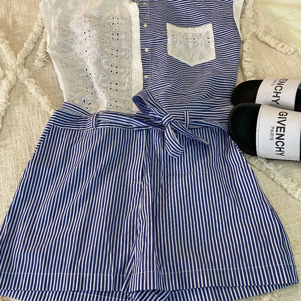 Zara Basic | Contrasting Blue White Romper